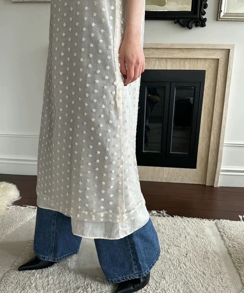 LYEON（リヨン）の「フラワードットシアーキャミワンピース  