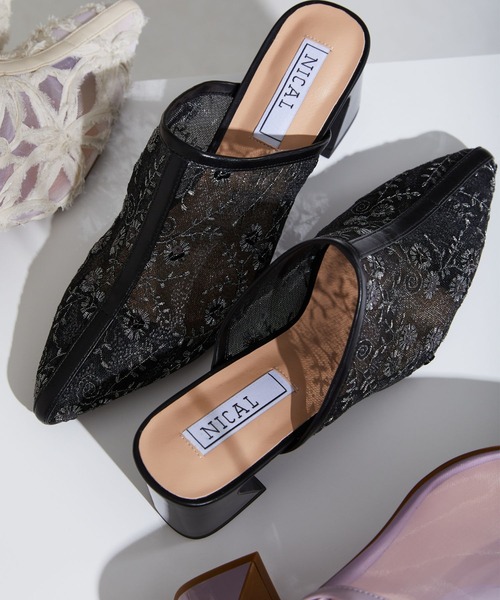 NICAL（ニカル）の「【NICAL】チュール切替ミュールパンプス/44104（パンプス・レディース・ベージュ/ブラック/パープル・S/M/L/LL）」の2枚目の写真