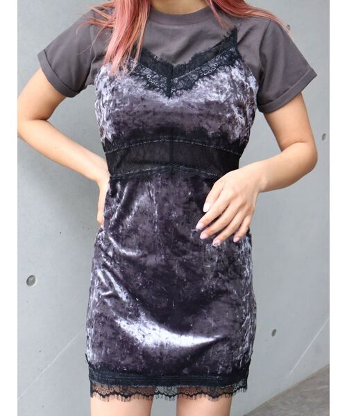 EVRIS（エヴリス）の「サマーベロアレースコンビミニワンピース（ワンピース・レディース・グレー/グリーン/ピンク・FREE）」の12枚目の写真