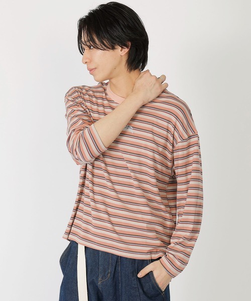 DOUBLE NAME（ダブルネーム）の「IN THE TRUNK ボーダーロンTEE/ユニセックス（Tシャツ/カットソー・レディース・ピンク/ブルー・FREE）」の10枚目の写真