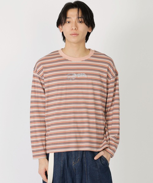 DOUBLE NAME（ダブルネーム）の「IN THE TRUNK ボーダーロンTEE/ユニセックス（Tシャツ/カットソー・レディース・ピンク/ブルー・FREE）」の9枚目の写真