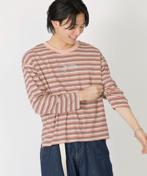 DOUBLE NAME（ダブルネーム）の「IN THE TRUNK ボーダーロンTEE/ユニセックス（Tシャツ/カットソー・レディース・ピンク/ブルー・FREE）」の12枚目の写真