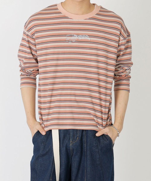 DOUBLE NAME（ダブルネーム）の「IN THE TRUNK ボーダーロンTEE/ユニセックス（Tシャツ/カットソー・レディース・ピンク/ブルー・FREE）」の6枚目の写真