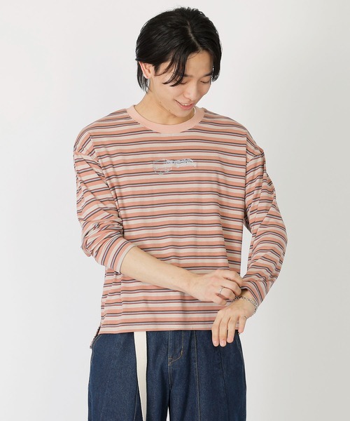 DOUBLE NAME（ダブルネーム）の「IN THE TRUNK ボーダーロンTEE/ユニセックス（Tシャツ/カットソー・レディース・ピンク/ブルー・FREE）」の11枚目の写真