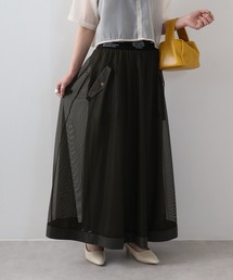 A.N.L ロゴウエストゴムメッシュスカート