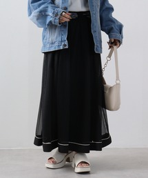 A.N.L ロゴウエストゴムメッシュスカート