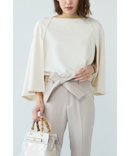 M.deux（エムドゥ）の「ケープスリーブカットソー/プルオーバー（Tシャツ/カットソー・レディース・オフホワイト/グレイッシュベージュ/ネイビー/ブラック/ブラウン・MEDIUM）」の22枚目の写真