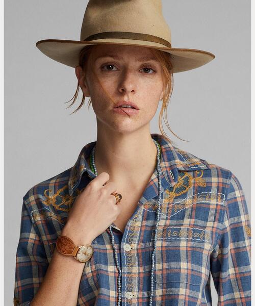 RRL オンブレ チェック クリンクル コットン ブラウス オンブレ チェック クリンクル コットン ブラウス | ラルフ