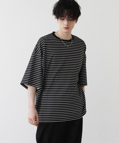 【美品】 RUFFLOG 半袖カットソー ブラック　サイズM ブラックドレープ」7分袖「Black Drape」soutiencollar（ステン
