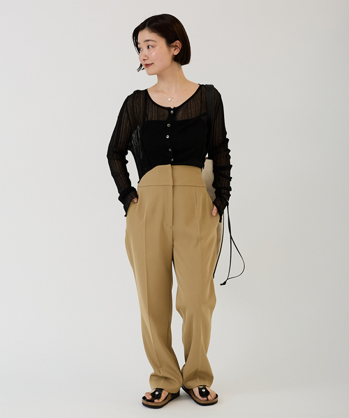 IENA（イエナ）の「【Loro/ローロ】Sheer WideRib 2Way CD カーディガン（カーディガン/ボレロ・レディース・ブラック/ホワイト・FREE）」の6枚目の写真