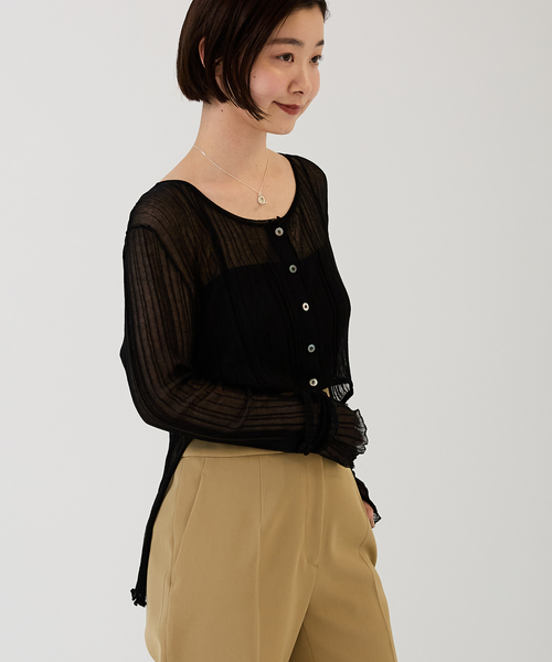 IENA（イエナ）の「【Loro/ローロ】Sheer WideRib 2Way CD カーディガン（カーディガン/ボレロ・レディース・ブラック/ホワイト・FREE）」の17枚目の写真