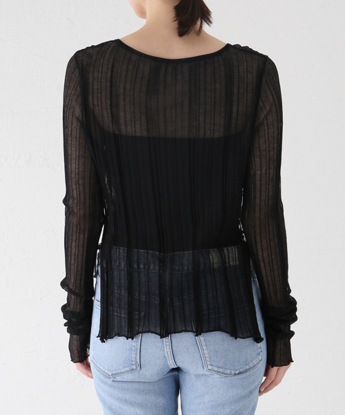 IENA（イエナ）の「【Loro/ローロ】Sheer WideRib 2Way CD カーディガン（カーディガン/ボレロ・レディース・ブラック/ホワイト・FREE）」の12枚目の写真