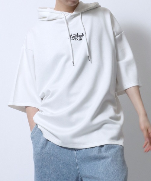 SITRY(シトリー)の「Punch the dough Street Style Hoodie/別注 オーバーサイズ ポンチ ストリートロゴ ワンポイント刺繍 半袖 Tパーカー レディース メンズ(パーカー・メンズ・ライトグレー/ホワイト/チャコール/ブラック/グレイッシュブルー・L/M)」の16枚目の写真