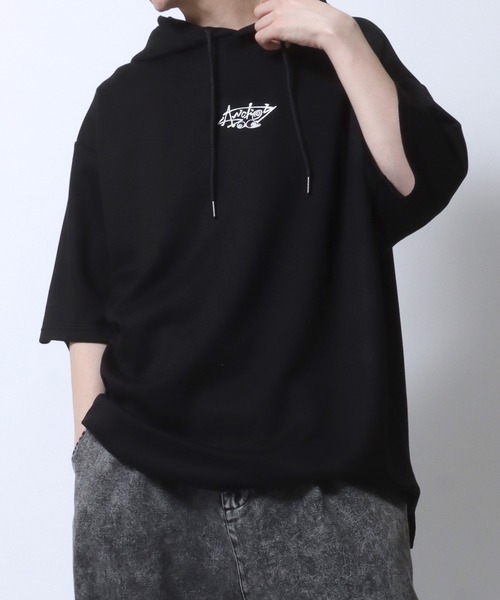 SITRY(シトリー)の「Punch the dough Street Style Hoodie/別注 オーバーサイズ ポンチ ストリートロゴ ワンポイント刺繍 半袖 Tパーカー レディース メンズ(パーカー・メンズ・ライトグレー/ホワイト/チャコール/ブラック/グレイッシュブルー・L/M)」の20枚目の写真