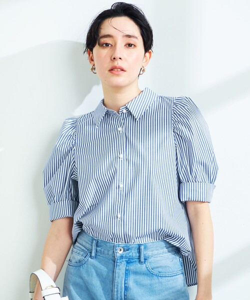 NOLLEY’S（ノーリーズ）の「パール釦パフスリーブブラウス（シャツ/ブラウス・レディース・ブルー系その他7/ホワイト/ブルー系その他6/ネイビー/ブルー系その他/ブルー・38）」の5枚目の写真