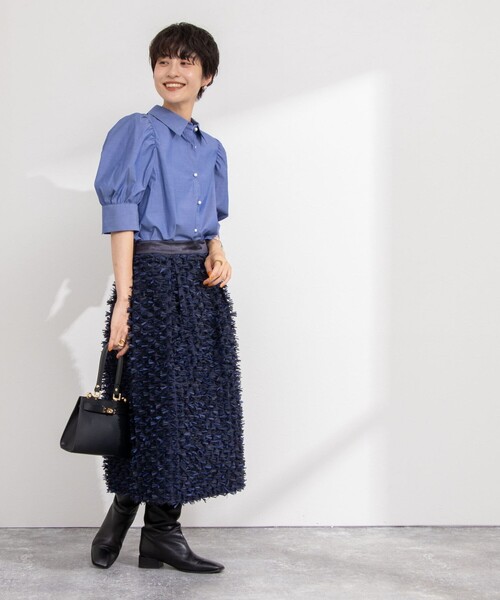 NOLLEY’S（ノーリーズ）の「パール釦パフスリーブブラウス（シャツ/ブラウス・レディース・ブルー系その他7/ホワイト/ブルー系その他6/ネイビー/ブルー系その他/ブルー・38）」の10枚目の写真