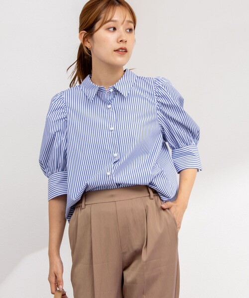 NOLLEY’S（ノーリーズ）の「パール釦パフスリーブブラウス（シャツ/ブラウス・レディース・ブルー系その他7/ホワイト/ブルー系その他6/ネイビー/ブルー系その他/ブルー・38）」の19枚目の写真