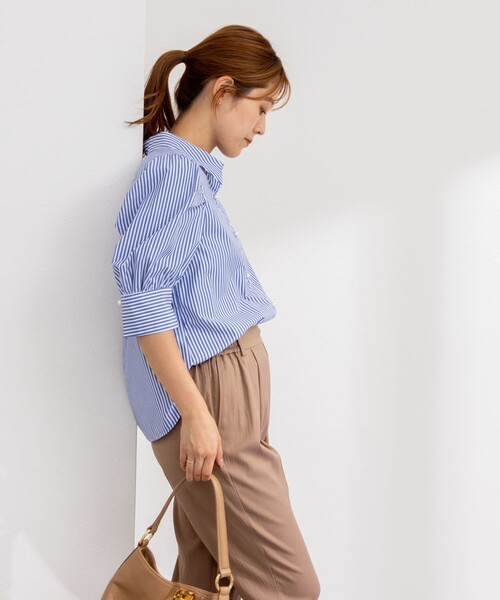 NOLLEY’S（ノーリーズ）の「パール釦パフスリーブブラウス（シャツ/ブラウス・レディース・ブルー系その他7/ホワイト/ブルー系その他6/ネイビー/ブルー系その他/ブルー・38）」の20枚目の写真