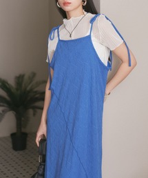 VIS | 【洗える】斜め切替ジャガードカットキャミワンピース(ワンピース)