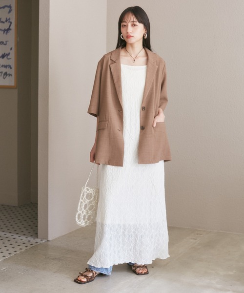 VIS（ビス）の「【洗える】斜め切替ジャガードカットキャミワンピース（ワンピース・レディース・ブルー/ホワイト系その他5・FREE）」の11枚目の写真