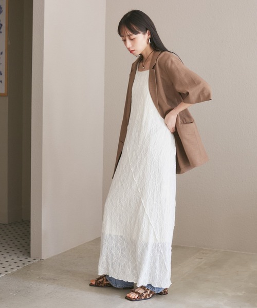 VIS（ビス）の「【洗える】斜め切替ジャガードカットキャミワンピース（ワンピース・レディース・ブルー/ホワイト系その他5・FREE）」の10枚目の写真