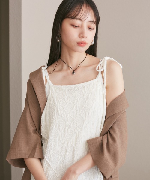 VIS（ビス）の「【洗える】斜め切替ジャガードカットキャミワンピース（ワンピース・レディース・ブルー/ホワイト系その他5・FREE）」の8枚目の写真