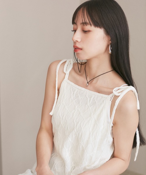 VIS（ビス）の「【洗える】斜め切替ジャガードカットキャミワンピース（ワンピース・レディース・ブルー/ホワイト系その他5・FREE）」の6枚目の写真