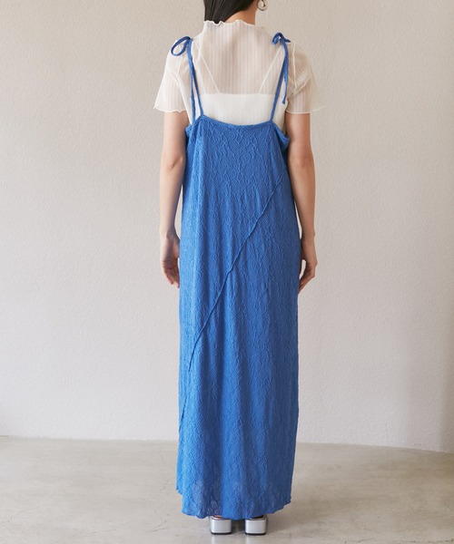 VIS（ビス）の「【洗える】斜め切替ジャガードカットキャミワンピース（ワンピース・レディース・ブルー/ホワイト系その他5・FREE）」の19枚目の写真