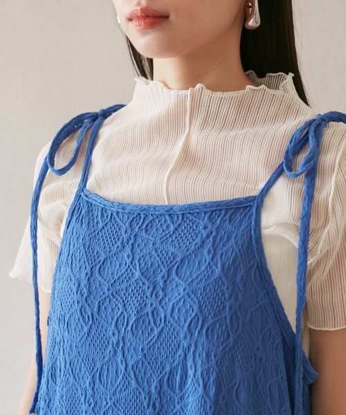 VIS（ビス）の「【洗える】斜め切替ジャガードカットキャミワンピース（ワンピース・レディース・ブルー/ホワイト系その他5・FREE）」の18枚目の写真