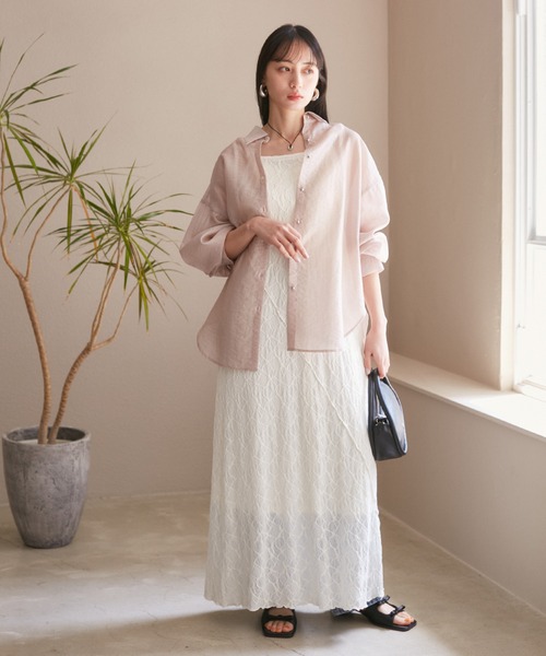 VIS（ビス）の「【洗える】斜め切替ジャガードカットキャミワンピース（ワンピース・レディース・ブルー/ホワイト系その他5・FREE）」の14枚目の写真