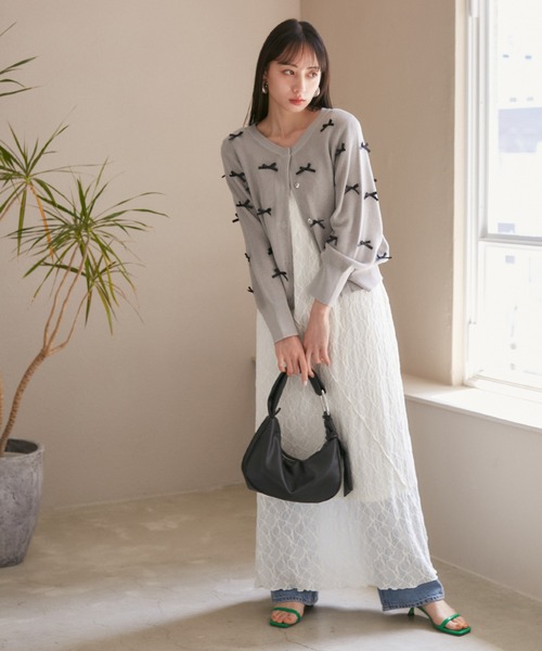 VIS（ビス）の「【洗える】斜め切替ジャガードカットキャミワンピース（ワンピース・レディース・ブルー/ホワイト系その他5・FREE）」の13枚目の写真