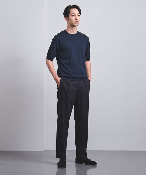 UNITED ARROWS(ユナイテッドアローズ)の「ギザ コットン ハイゲージ クルーネック ニットTシャツ(ニット/セーター・メンズ・ライトグレー/ライトピンク/ネイビー/ケリー・M/S/L/XL)」の13枚目の写真