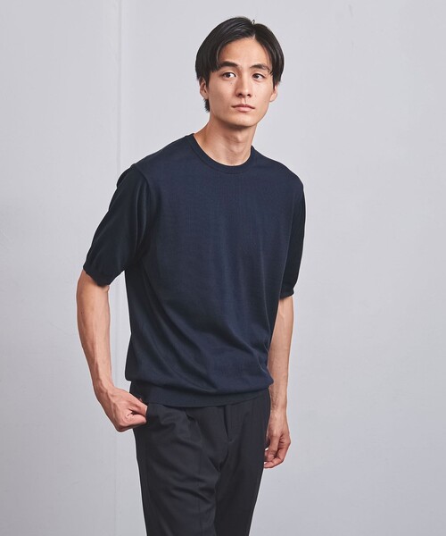 UNITED ARROWS(ユナイテッドアローズ)の「ギザ コットン ハイゲージ クルーネック ニットTシャツ(ニット/セーター・メンズ・ライトグレー/ライトピンク/ネイビー/ケリー・M/S/L/XL)」の15枚目の写真