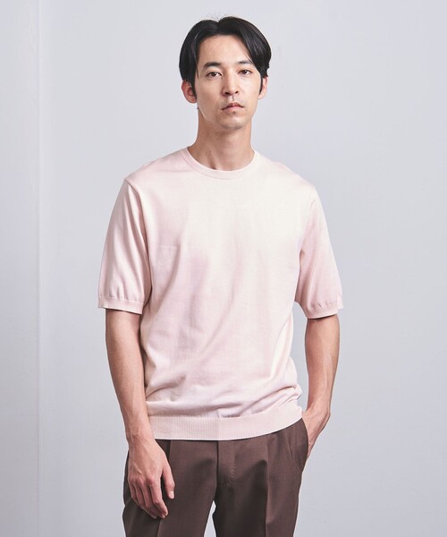 UNITED ARROWS(ユナイテッドアローズ)の「ギザ コットン ハイゲージ クルーネック ニットTシャツ(ニット/セーター・メンズ・ライトグレー/ライトピンク/ネイビー/ケリー・M/S/L/XL)」の7枚目の写真