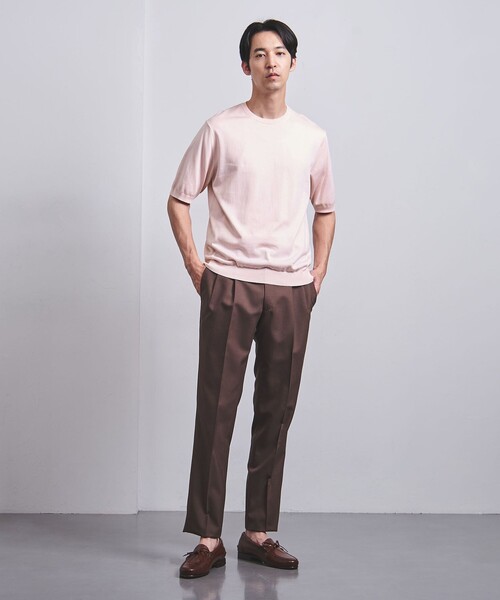UNITED ARROWS(ユナイテッドアローズ)の「ギザ コットン ハイゲージ クルーネック ニットTシャツ(ニット/セーター・メンズ・ライトグレー/ライトピンク/ネイビー/ケリー・M/S/L/XL)」の8枚目の写真