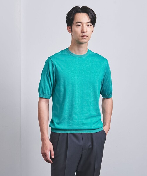 UNITED ARROWS(ユナイテッドアローズ)の「ギザ コットン ハイゲージ クルーネック ニットTシャツ(ニット/セーター・メンズ・ライトグレー/ライトピンク/ネイビー/ケリー・M/S/L/XL)」の11枚目の写真