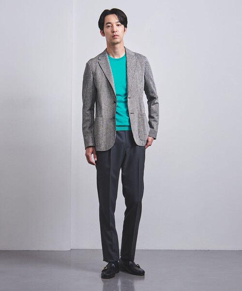 UNITED ARROWS(ユナイテッドアローズ)の「ギザ コットン ハイゲージ クルーネック ニットTシャツ(ニット/セーター・メンズ・ライトグレー/ライトピンク/ネイビー/ケリー・M/S/L/XL)」の12枚目の写真