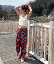 ボタニカルタックパンツ SETUP7】ボタニカル柄パンツ イージーパンツ リラックスパンツ