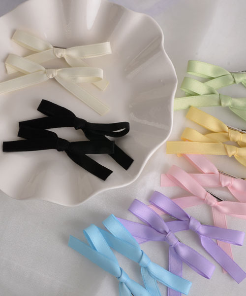 TONE SELECT GOODS(トーンセレクトグッズ)の「【float】パステルカラー リボン ヘアクリップ【2個セット/8色展開】(ヘアピン・レディース・ブルー/オフホワイト/ブラック/ピンク/グリーン/パープル/イエロー/レッド・FREE)」の17枚目の写真