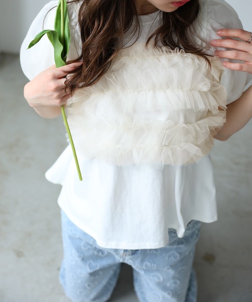 Doula Doula（ドゥーラドゥーラ）の「3wayチュールフリルビスチェ（ベスト・レディース・アイボリー/ブラック/グレー/ブルー・FREE）」の18枚目の写真