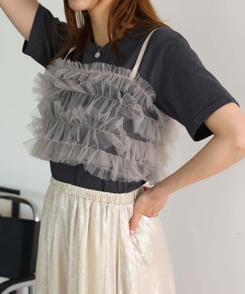 Doula Doula（ドゥーラドゥーラ）の「3wayチュールフリルビスチェ（ベスト・レディース・アイボリー/ブラック/グレー/ブルー・FREE）」の15枚目の写真