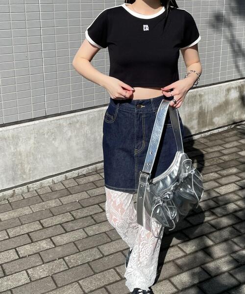 WEGO（ウィゴー）の「WEGO/ラインデザインちびT（Tシャツ/カットソー・レディース・ブラック/ホワイト・FREE）」の4枚目の写真