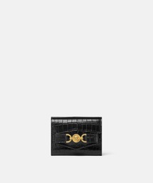 美品✨VERSACE ヴェルサーチェ　クロコ型押し グレカ ゴッデス　折財布　黒 VERSACE（ヴェルサーチ）の「クロコ型押し グレカ ゴッデス