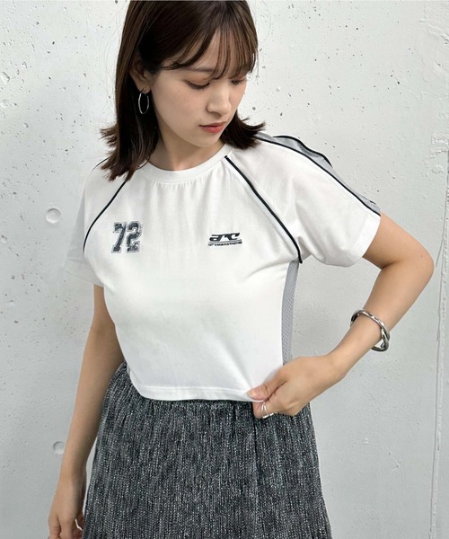 archives(アルシーヴ)の「メッシュ切替コンパクトゲームシャツ(Tシャツ/カットソー・レディース・ホワイト×ブラック/ホワイト×ブルー/ブラック・MEDIUM)」の2枚目の写真