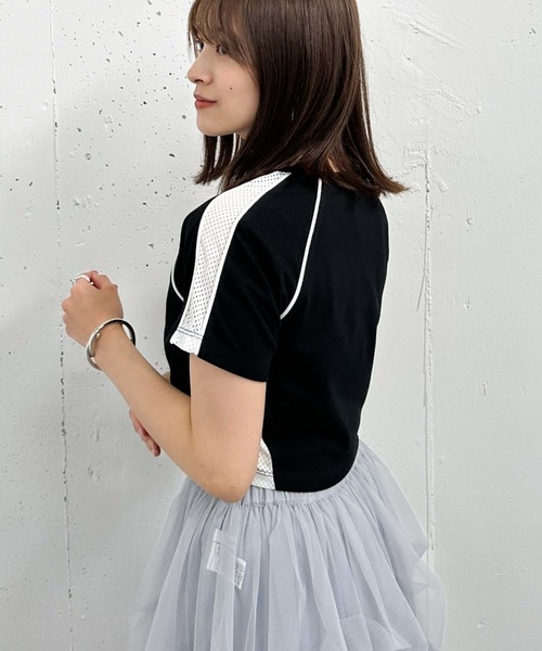 archives(アルシーヴ)の「メッシュ切替コンパクトゲームシャツ(Tシャツ/カットソー・レディース・ホワイト×ブラック/ホワイト×ブルー/ブラック・MEDIUM)」の12枚目の写真