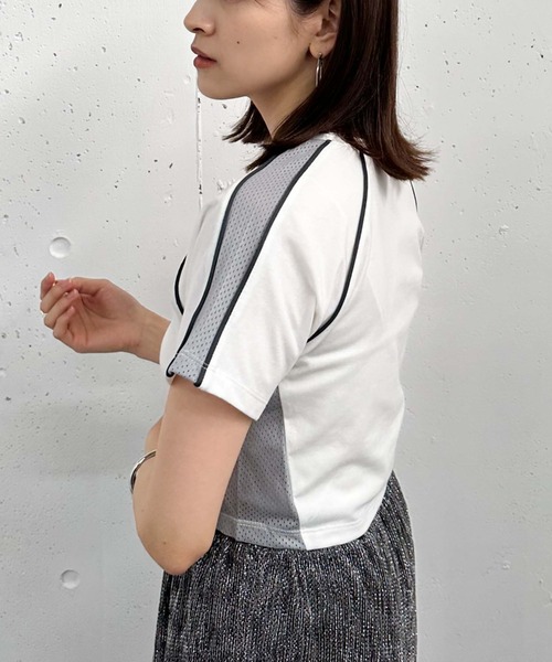 archives(アルシーヴ)の「メッシュ切替コンパクトゲームシャツ(Tシャツ/カットソー・レディース・ホワイト×ブラック/ホワイト×ブルー/ブラック・MEDIUM)」の6枚目の写真