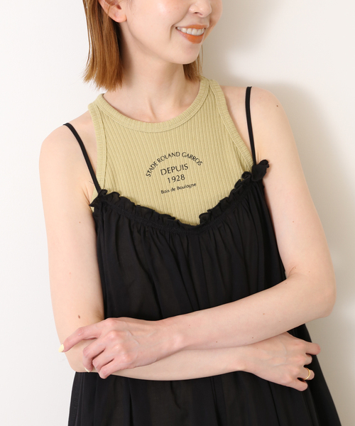 SLOBE IENA(スローブイエナ)の「ロゴ リブアメスリタンク(タンクトップ・レディース・ベージュ/アイボリー・FREE)」の2枚目の写真