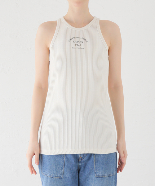 SLOBE IENA(スローブイエナ)の「ロゴ リブアメスリタンク(タンクトップ・レディース・ベージュ/アイボリー・FREE)」の7枚目の写真