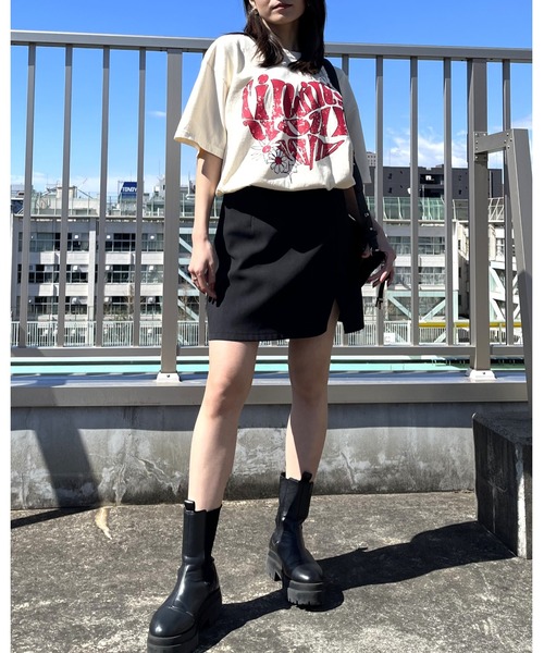 MODISH GAZE(モディシュガゼ)の「ハート ピグメントTシャツ(Tシャツ/カットソー・メンズ・アイボリー/スミクロ/ネイビー・FREE)」の6枚目の写真