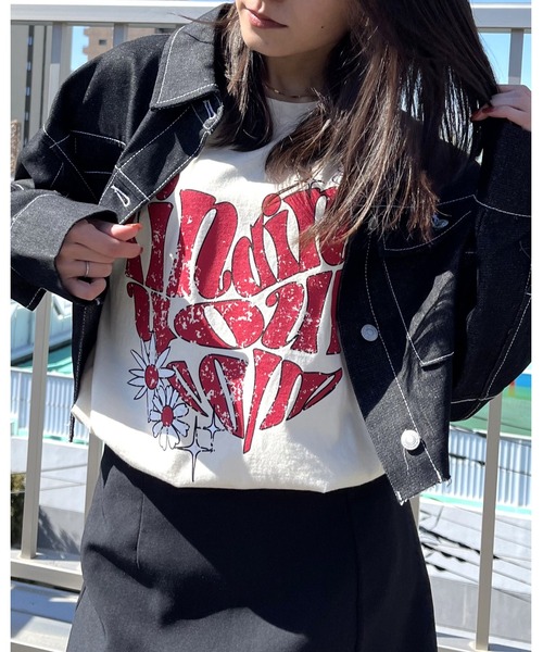 MODISH GAZE(モディシュガゼ)の「ハート ピグメントTシャツ(Tシャツ/カットソー・メンズ・アイボリー/スミクロ/ネイビー・FREE)」の7枚目の写真